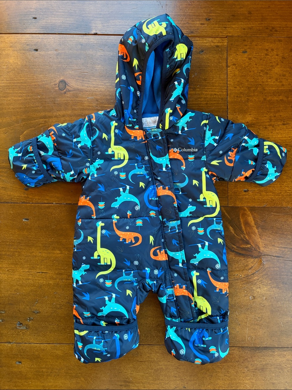 Columbia Navy Infant Snowsuit with Bright Dino Print Sz 0-3